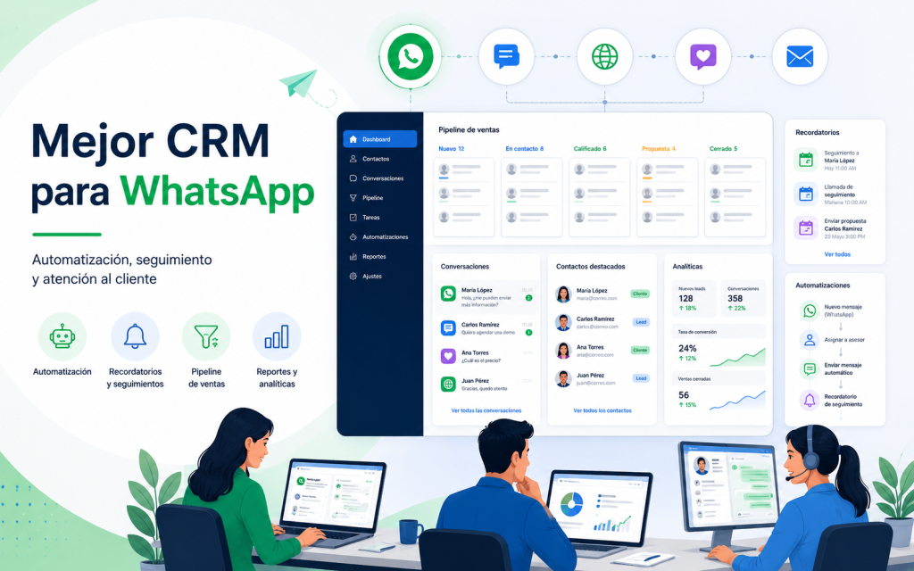 CRM para WhatsApp: cómo gestionar chats, automatizar respuestas y elegir el mejor CRM integrado