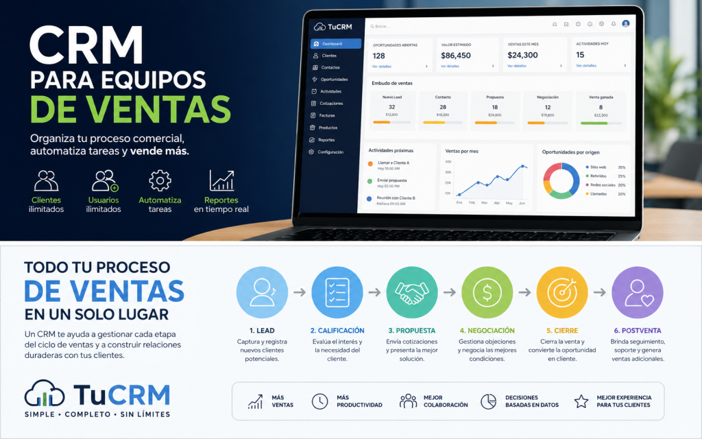 CRM para equipos de ventas: la guía definitiva para vender más, automatizar procesos y elegir el mejor software CRM de Venezuela